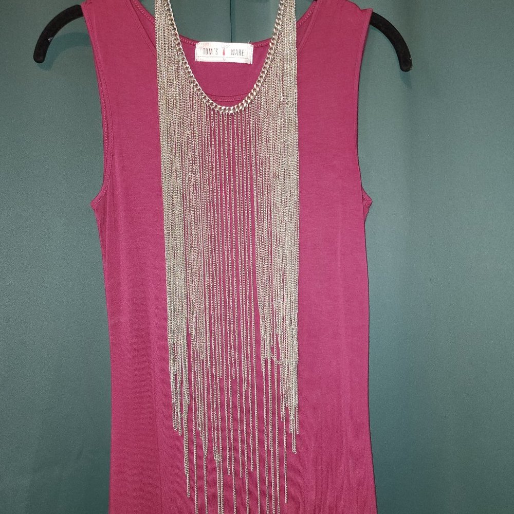 Silver Fringe Necklace/ Top